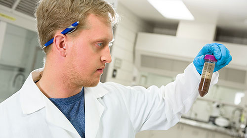 A man works in a lab