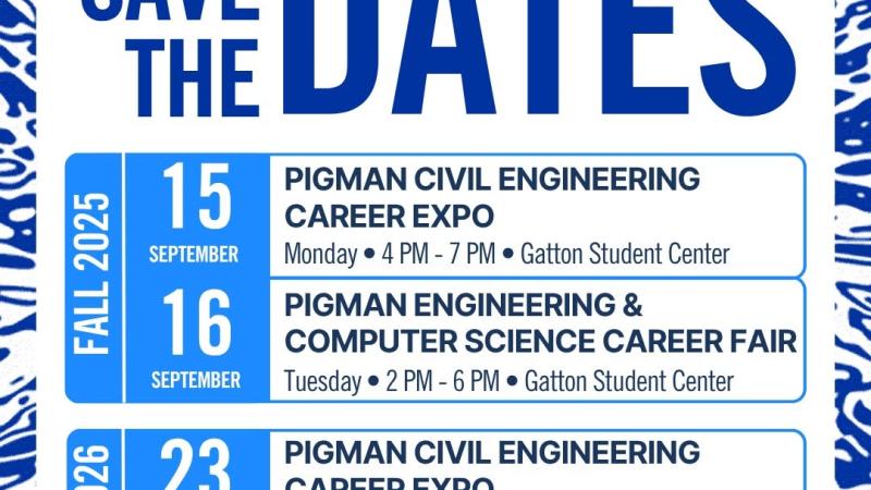 Save the Date flyer for College of Engineering career fair dates